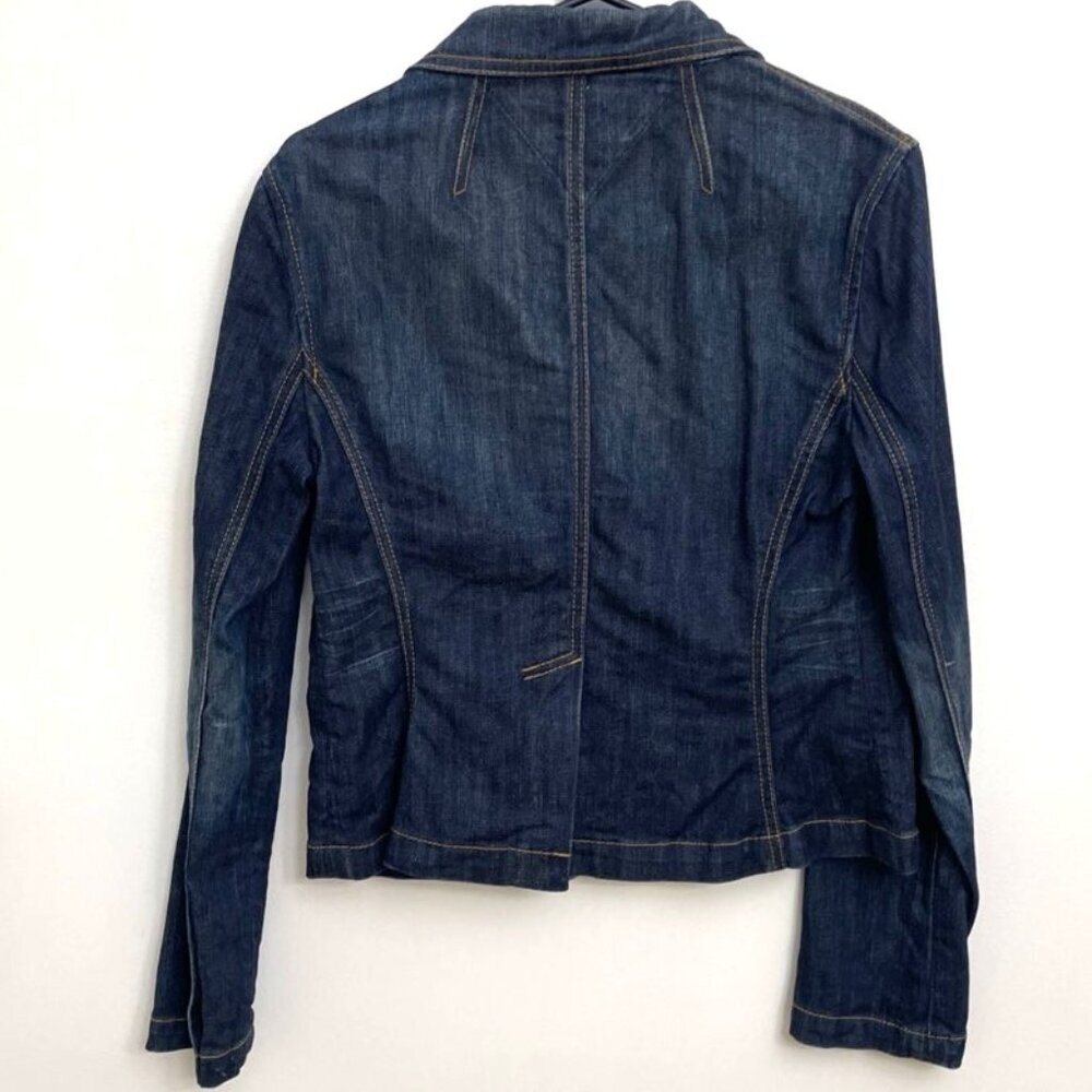 Tommy Hilfiger Blue Denim Jean Jacket Women's Sz M Studs on Pockets Cropped - Picture 4 of 6